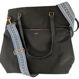 Mersi Black Women's Purse with Blue & Purple Shoulder Strap